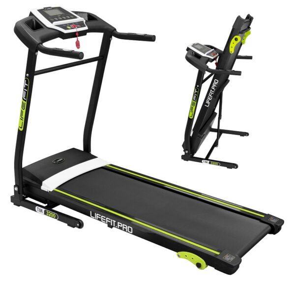 LIFEFIT TM3200 Elektrische Loopband – 2,5 PK Motor, Snelheden tot 14 km/u, 120x40 cm Loopvlak, 5" LCD-Scherm, HRC & BODYFAT-Programma's, Bluetooth en Opvouwbaar met Tablethouder - Afbeelding 2