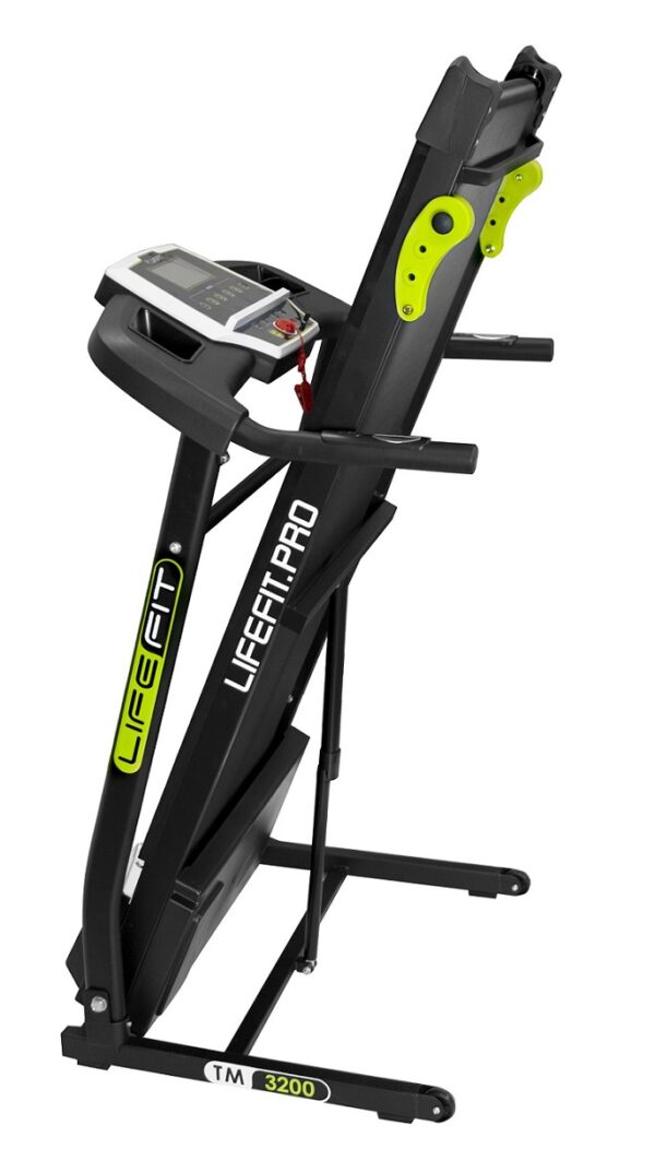 LIFEFIT TM3200 Elektrische Loopband – 2,5 PK Motor, Snelheden tot 14 km/u, 120x40 cm Loopvlak, 5" LCD-Scherm, HRC & BODYFAT-Programma's, Bluetooth en Opvouwbaar met Tablethouder - Afbeelding 4