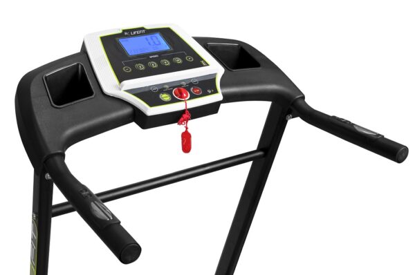 LIFEFIT TM3200 Elektrische Loopband – 2,5 PK Motor, Snelheden tot 14 km/u, 120x40 cm Loopvlak, 5" LCD-Scherm, HRC & BODYFAT-Programma's, Bluetooth en Opvouwbaar met Tablethouder - Afbeelding 5