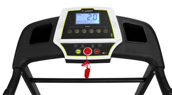 LIFEFIT TM3200 Elektrische Loopband – 2,5 PK Motor, Snelheden tot 14 km/u, 120x40 cm Loopvlak, 5" LCD-Scherm, HRC & BODYFAT-Programma's, Bluetooth en Opvouwbaar met Tablethouder - Afbeelding 6
