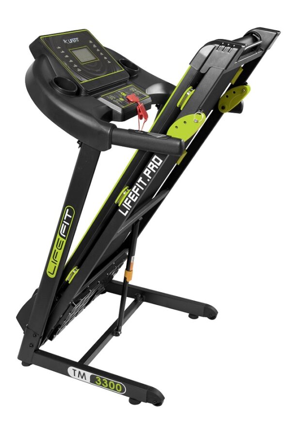 LIFEFIT TM3300 Elektrische Loopband – 3 PK Motor, Snelheden 0,8-17 km/u, 3 Niveaus Kanteling, 115x41,5 cm Loopvlak, 5" LCD-Scherm, BODYFAT-Programma, Bluetooth & Borstband, Opvouwbaar met USB-aansluiting - Afbeelding 4
