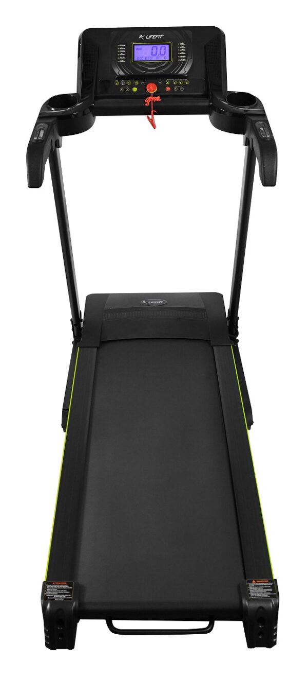 LIFEFIT TM5100 Elektrische Loopband – 4 PK Motor, Snelheden 0,8-19 km/u, 0-15% Automatische Kanteling, 112x42 cm Loopvlak, 5" LCD-Scherm, 48 Programma's, BODYFAT-Test, Opvouwbaar met USB & MP3 - Afbeelding 3