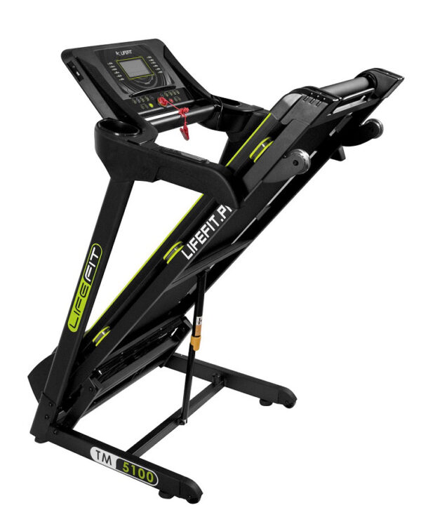 LIFEFIT TM5100 Elektrische Loopband – 4 PK Motor, Snelheden 0,8-19 km/u, 0-15% Automatische Kanteling, 112x42 cm Loopvlak, 5" LCD-Scherm, 48 Programma's, BODYFAT-Test, Opvouwbaar met USB & MP3 - Afbeelding 4