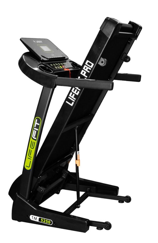 LIFEFIT TM5250 Elektrische Loopband – 3 PK Motor, Automatische Kanteling 15%, 17 km/u Snelheid, LCD-Display, Bluetooth & USB Verbinding, Hydraulisch Opvouwbaar met Accessoires - Afbeelding 3